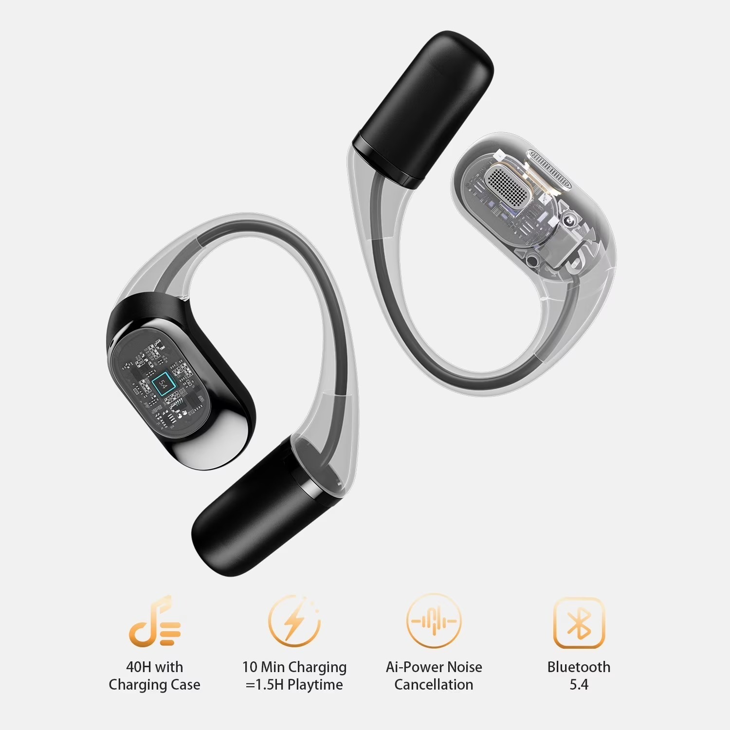 Wireless Earbud, Bluetooth 5.4, 40-Hour Battery Life, IPX6 Water Resistance