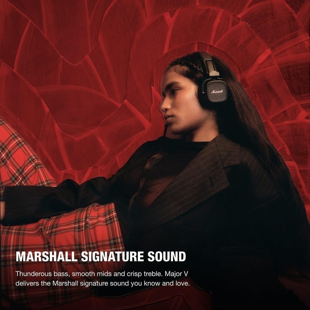 Marshall Major V Bluetooth Wireless Headphones Black / Brown Free Shipping