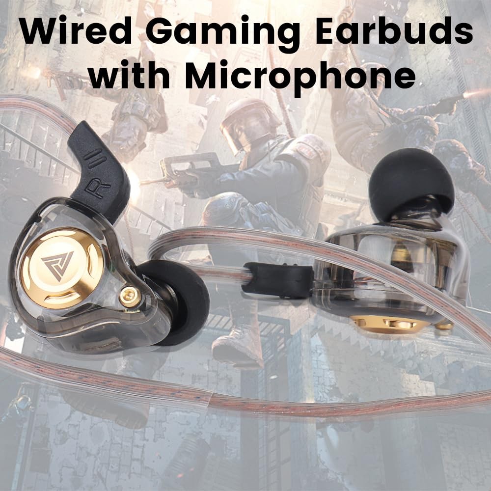 Wired Gaming Earbuds in-Ear Headphones HiFi Game Head Phones in Ear Monitors Dee