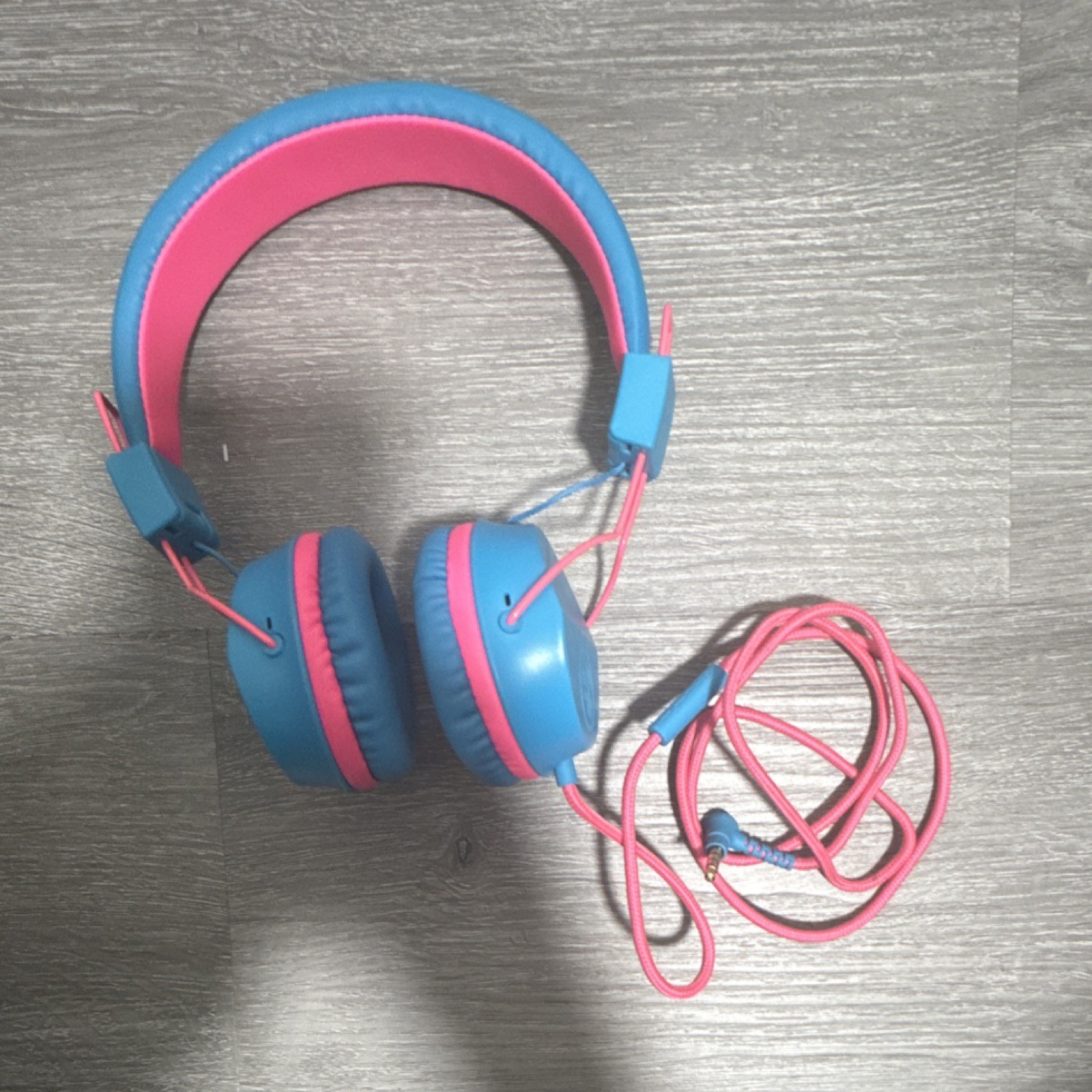 JLab JBuddies Studio Wired Headphones Blue Pink w/ Mic Adjustable Headband