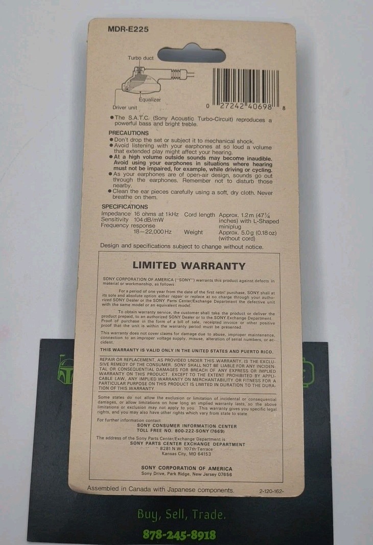 SONY MDR-E225 Sports Earbuds Water Resistant- Yellow- Factory Sealed – Old Stock