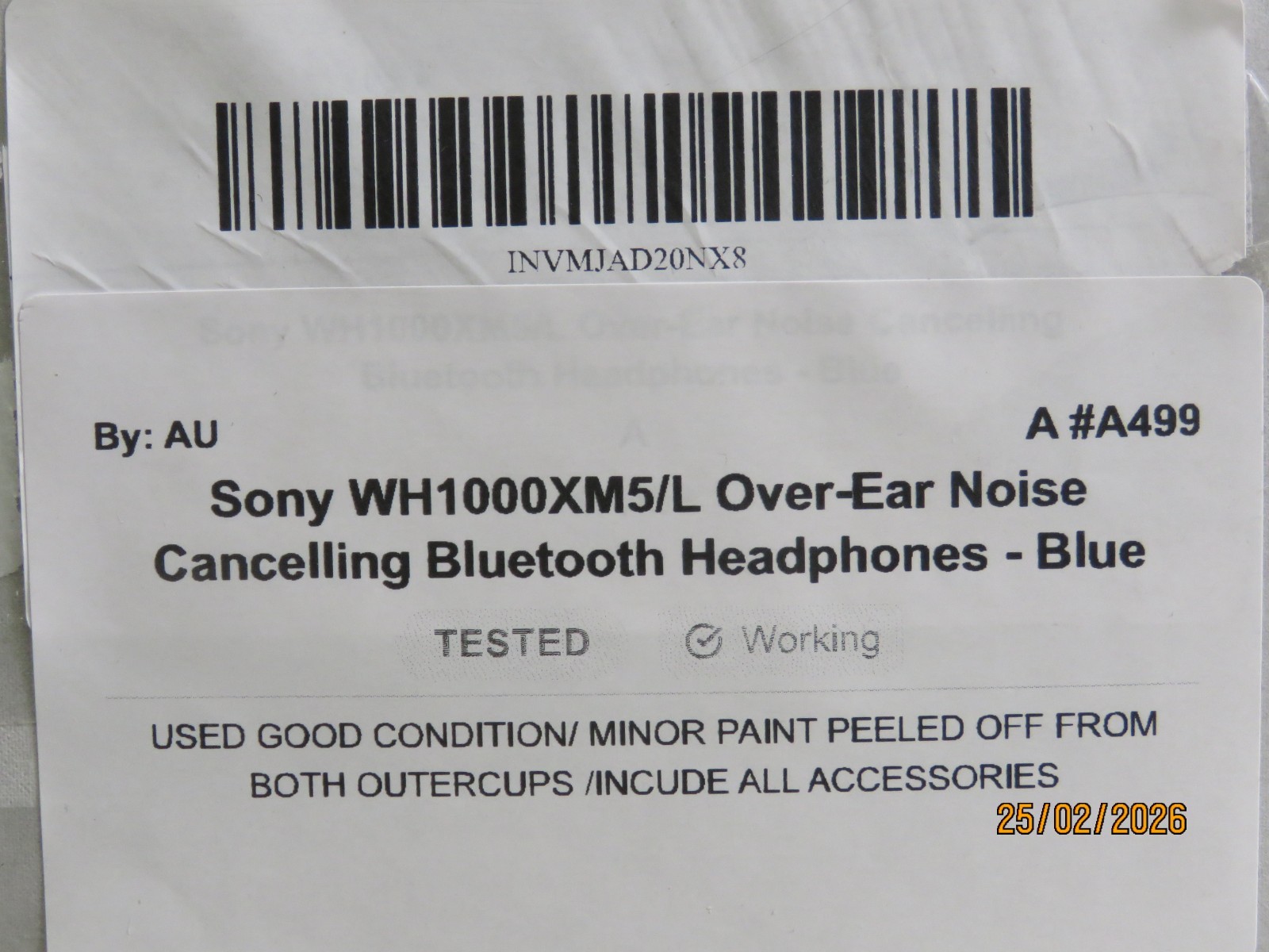 Sony WH1000XM5/L Wireless Bluetooth Over-Ear Headphones – Blue [A499]
