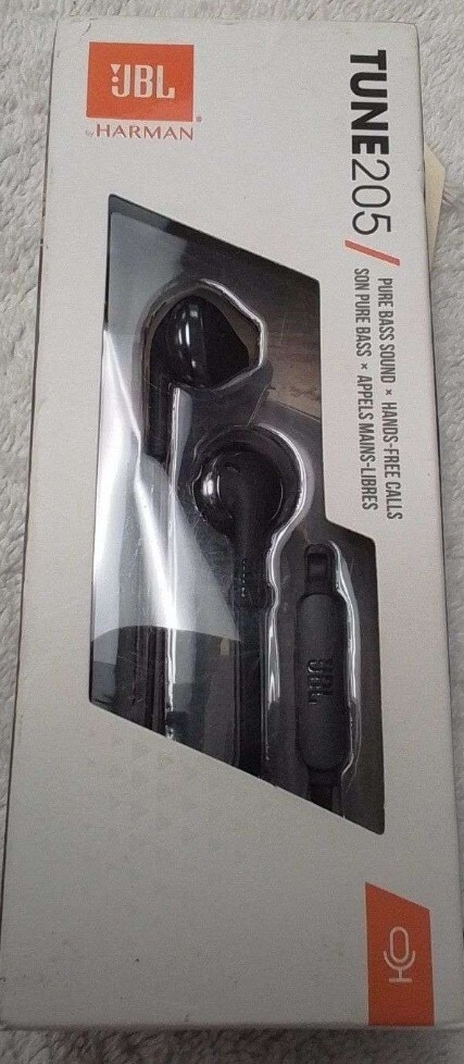JBL Tune 205 Wired In-Ear Headphones with One-Button Remote/Mic – Black