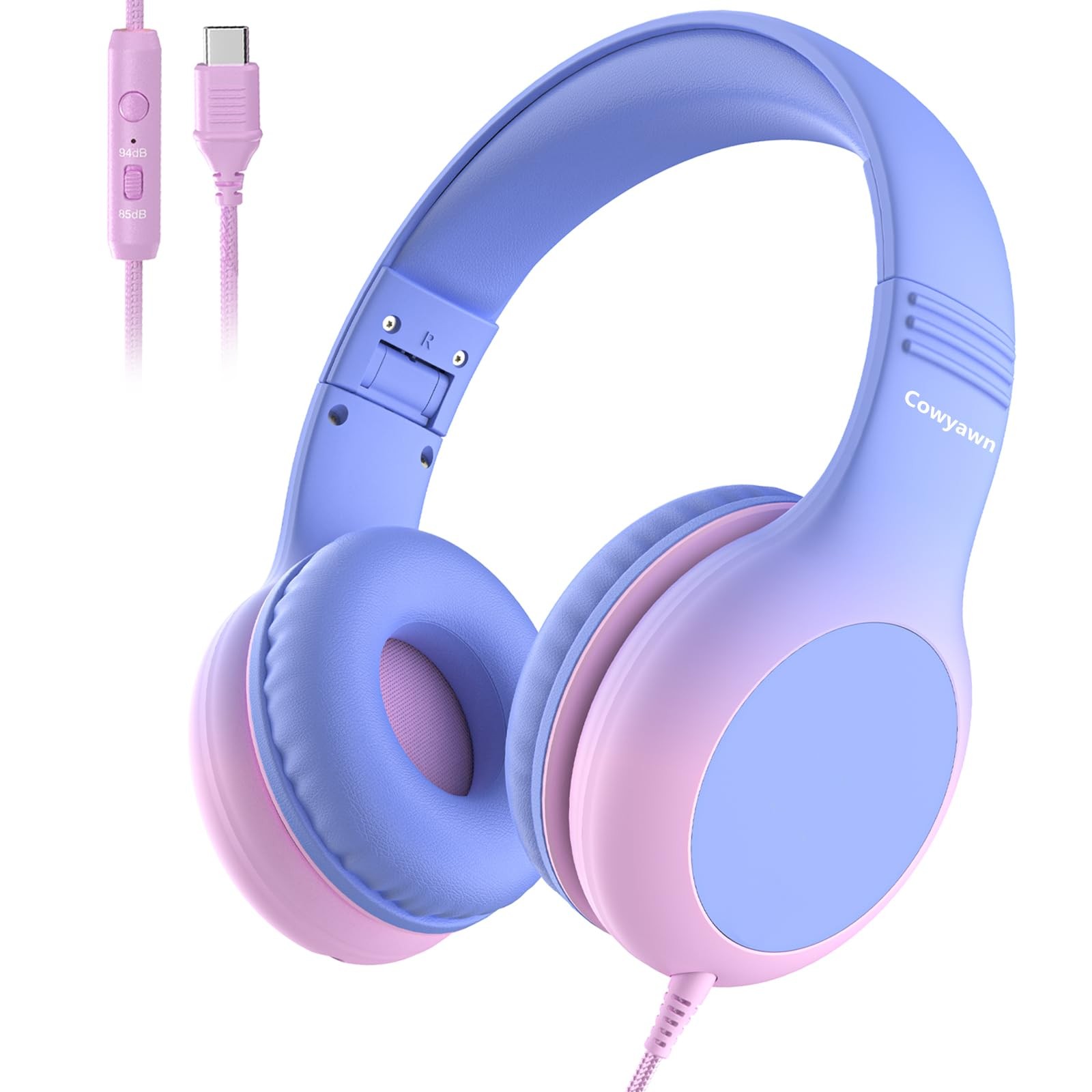 USB Headphones, Wired Headphones for with Microphone, 85/94dB Volume Limit, S…