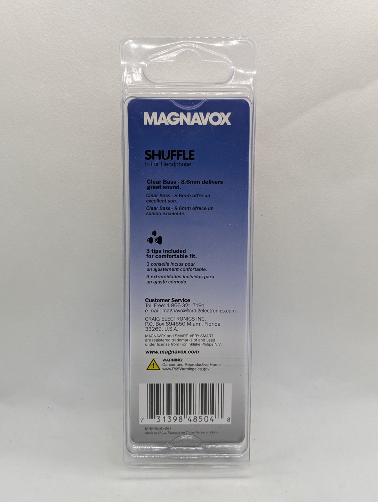Magnavox Shuffle In Ear Headphone Clear Bass Earbuds White New