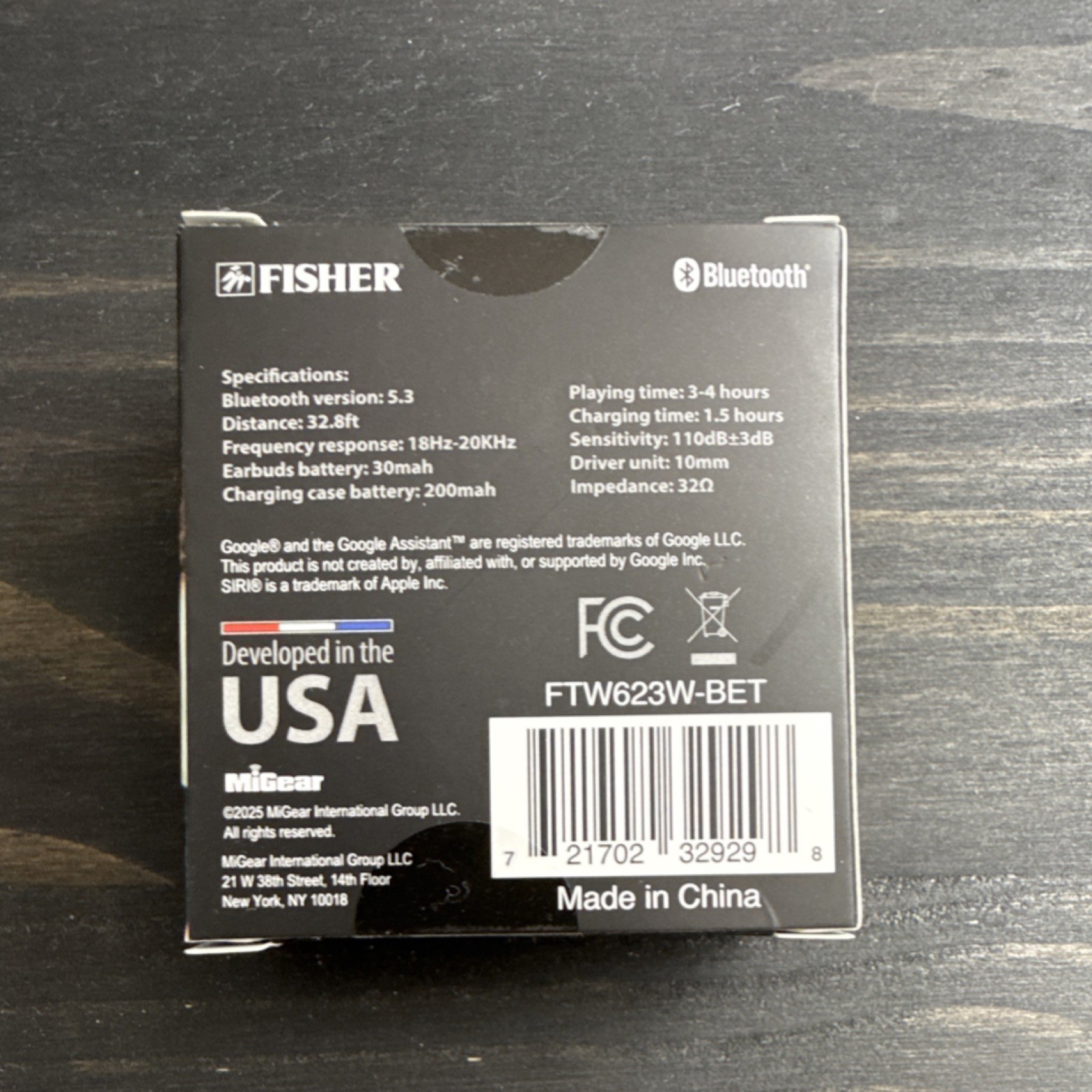 Fisher Vibez Sound True Wireless Earphones Bluetooth 10mm White Google Siri