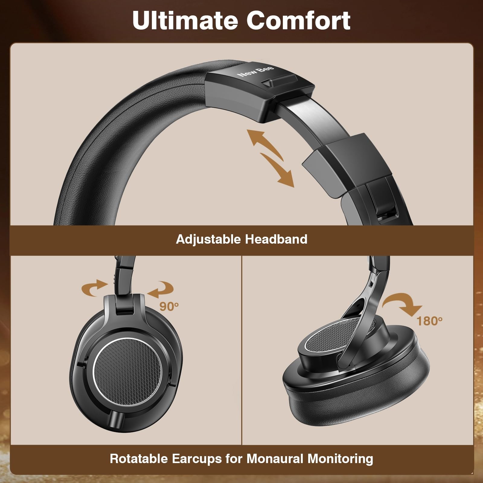 Studio Headphones, Wired Headphones with 50mm Drivers, Professional DJ Headph…