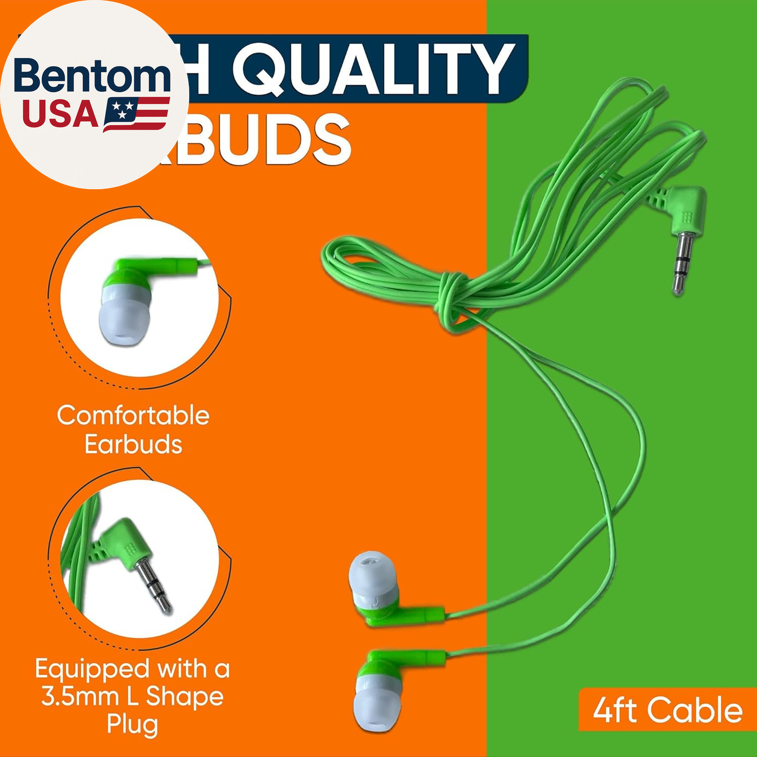 10 Pack Bulk Wired Earbuds, in Ear Headphones with 3.5Mm Jack, 4Ft Tangle Free C