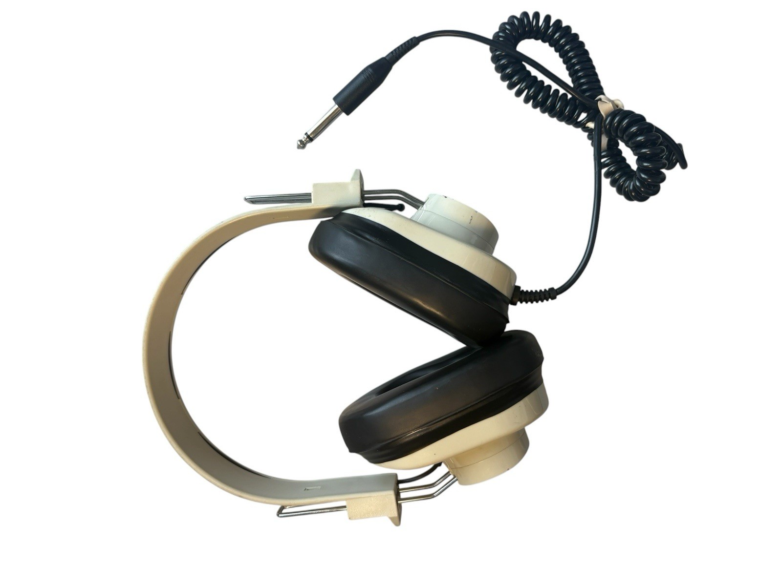 Vintage Califone 2924AV-P Mono Headphones 6’ Coiled Cord 1/4″ Plug Tested Works