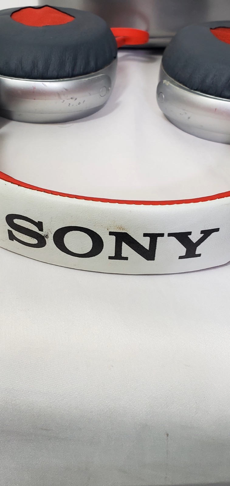 SONY MDR-X10 Wired Headphones Over-Ear Silver Red | Tested Silver and Red