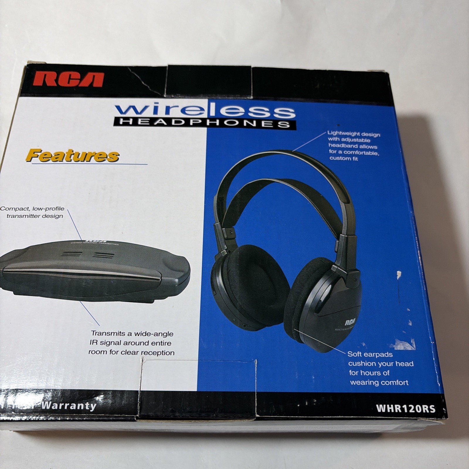 RCA Wireless Headphones Infra Red WHR120RS 25′ Open Box Over Ear