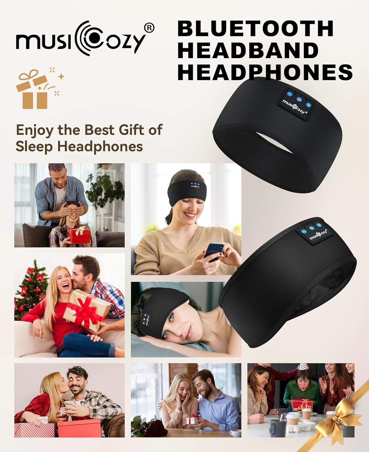 MUSICOZY Sleep Headphones Bluetooth 5.4 Headband Wireless Workout