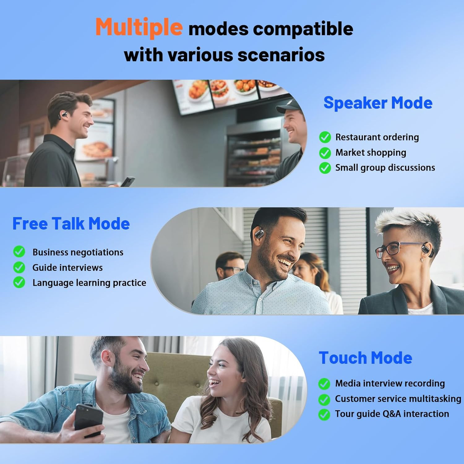 Auriculares traductor tiempo real 156 idiomas app gratuita IA viaje negocios