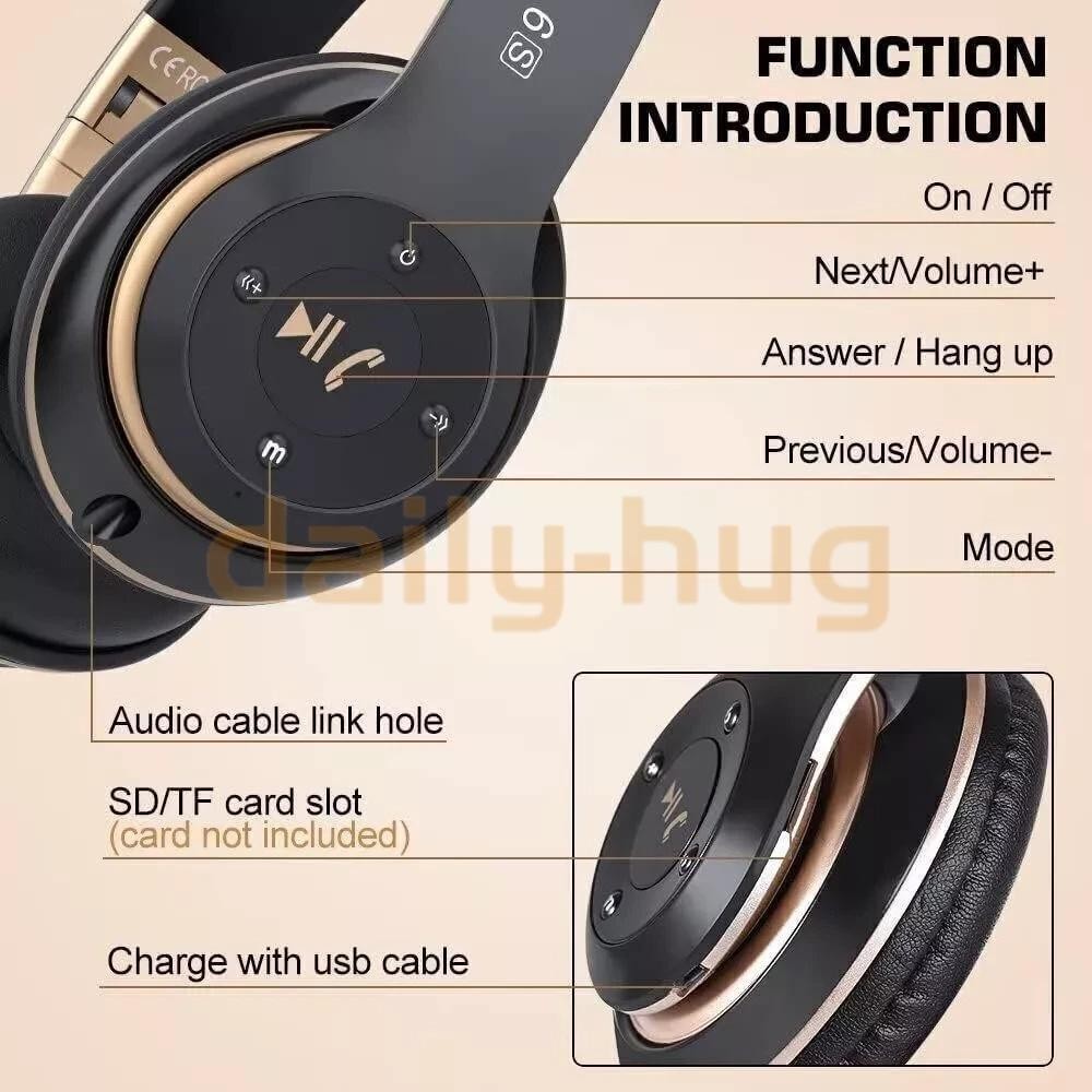 Wireless Headphones Bluetooth Noise Cancelling Stereo Earphones Over Ear Headset