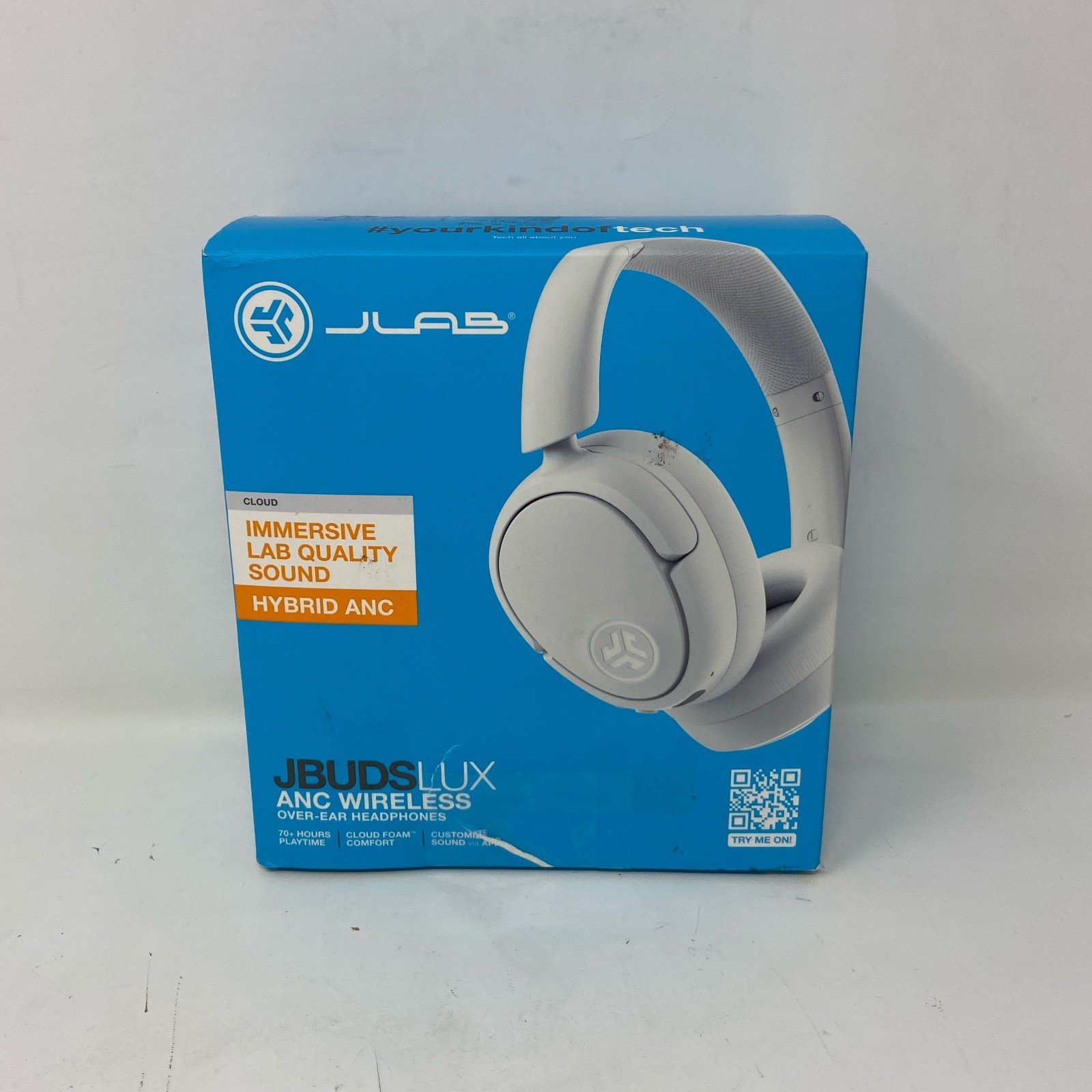 JLab JBuds Lux ANC Wireless Over-Ear Headphones, Cloud White