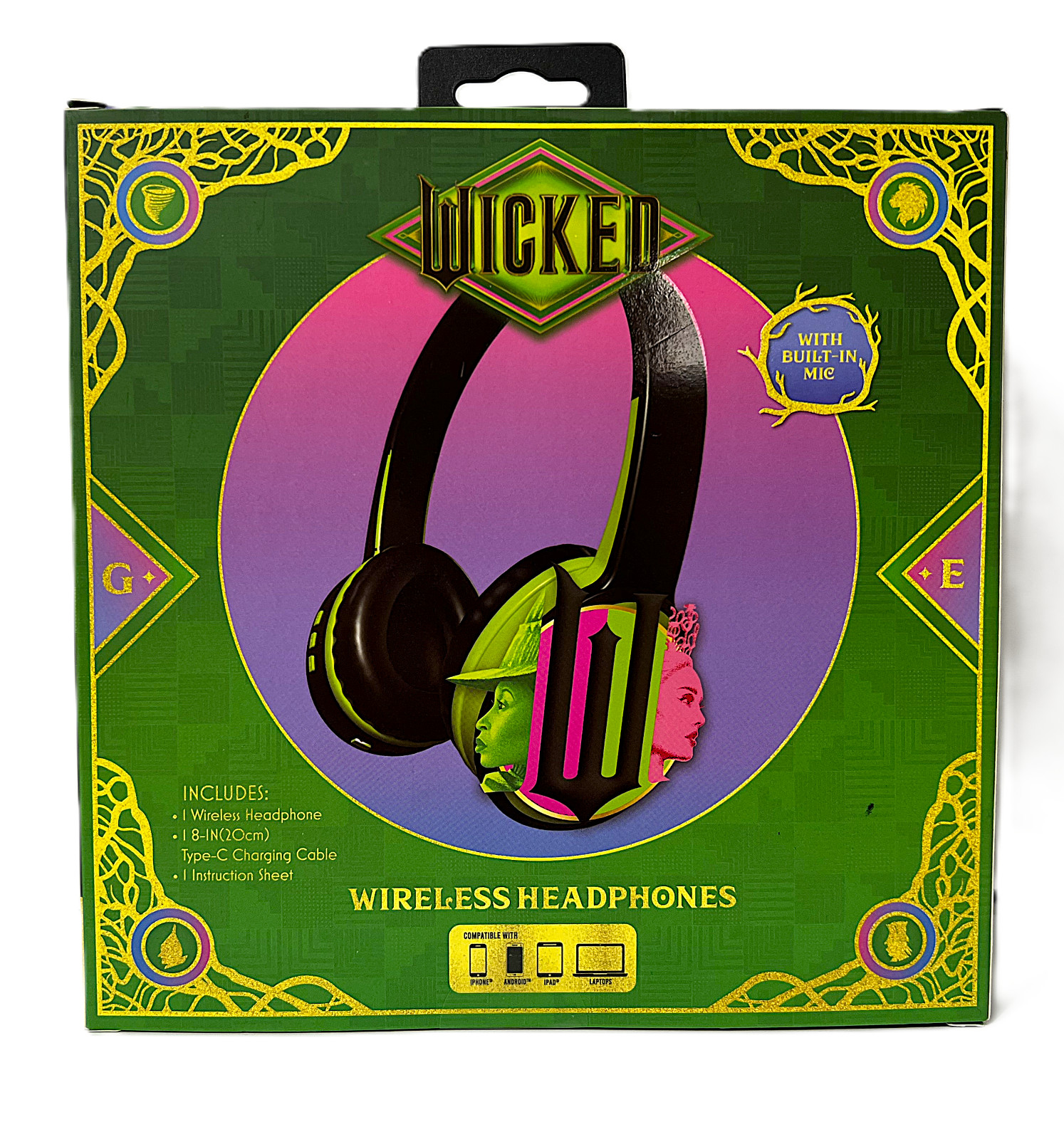 Wicked Wireless Headphones w/ Built-In Mic Ages 13+ w/ Charging Cable Brand New