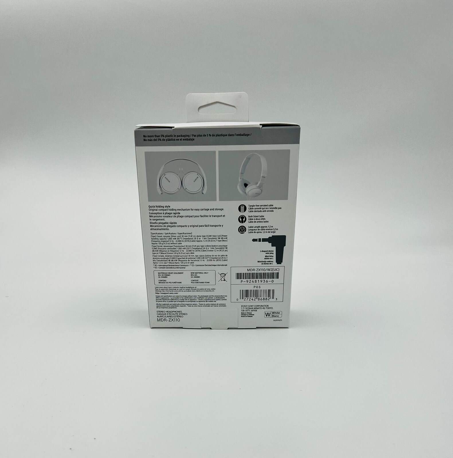 Sony MDR-ZX110 Ear-Pad (On the Ear) Headband Headphones – White
