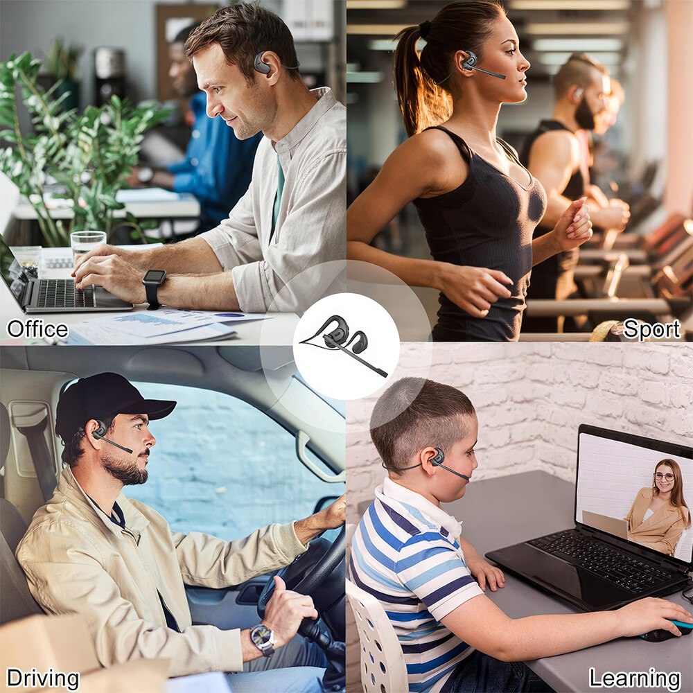 Mpow Removable Mic Bluetooth Headset: 12H Playtime, Noise Cancelling, Open Ear