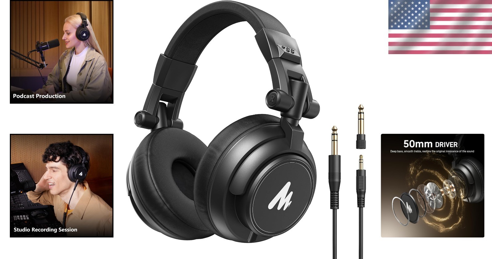 Multi-Functional DJ Headphones with Detachable Cable