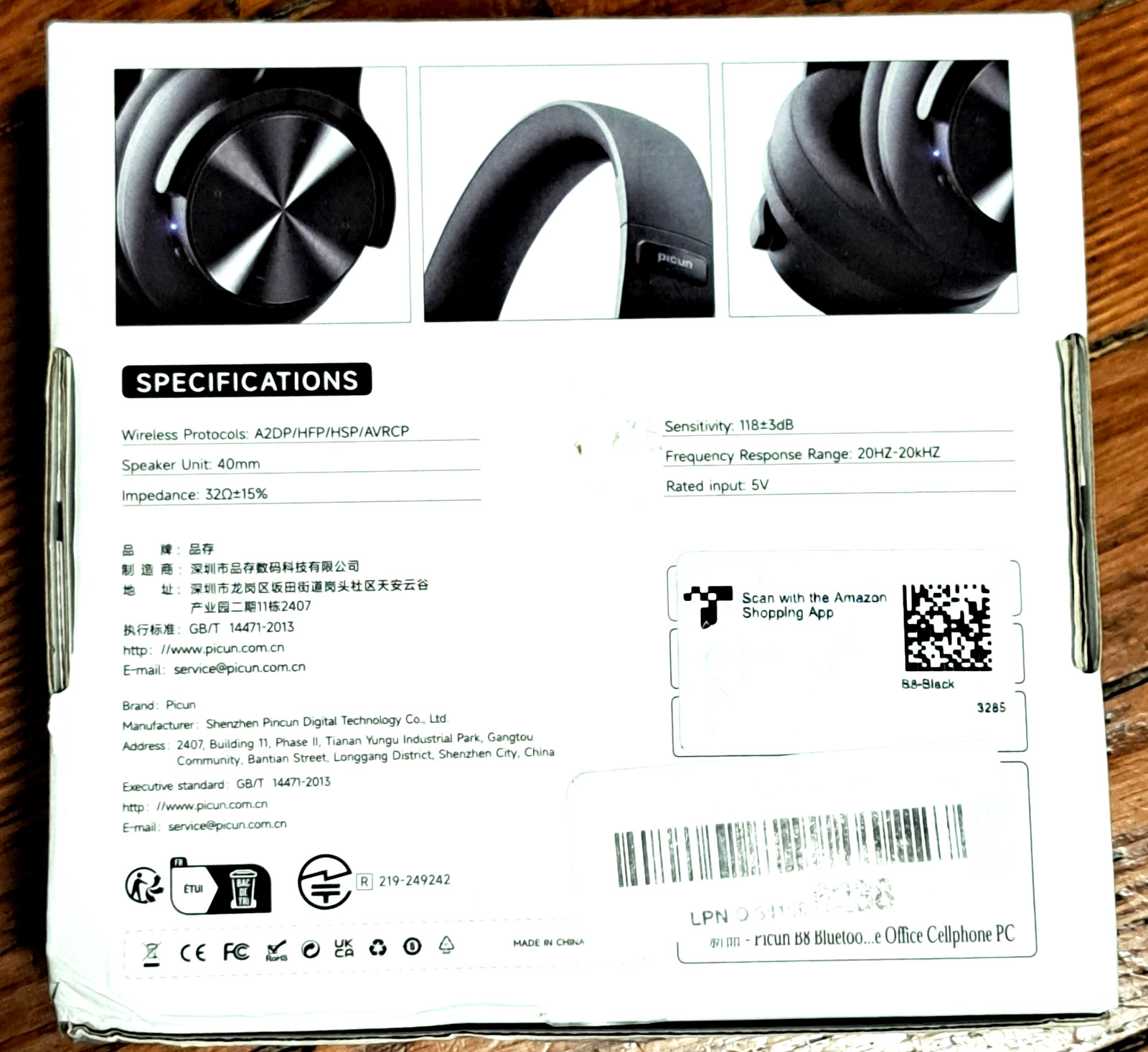 Picun B8 Bluetooth Headphones, 120H Playtime Headphone Wireless Bluetooth with 3