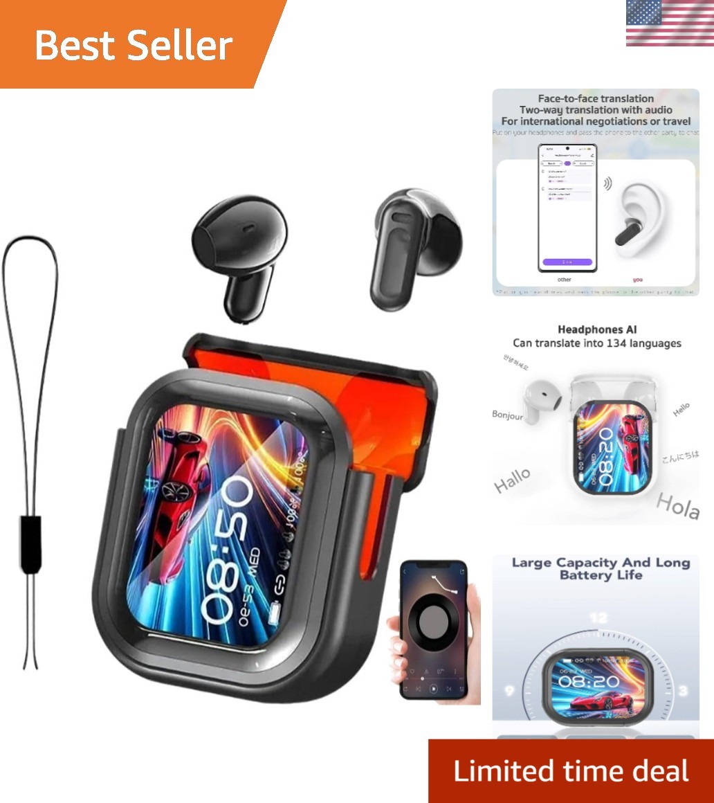 Black NE20 Wireless Earbuds – Touch Control & AI Language Support, Perfect Gift