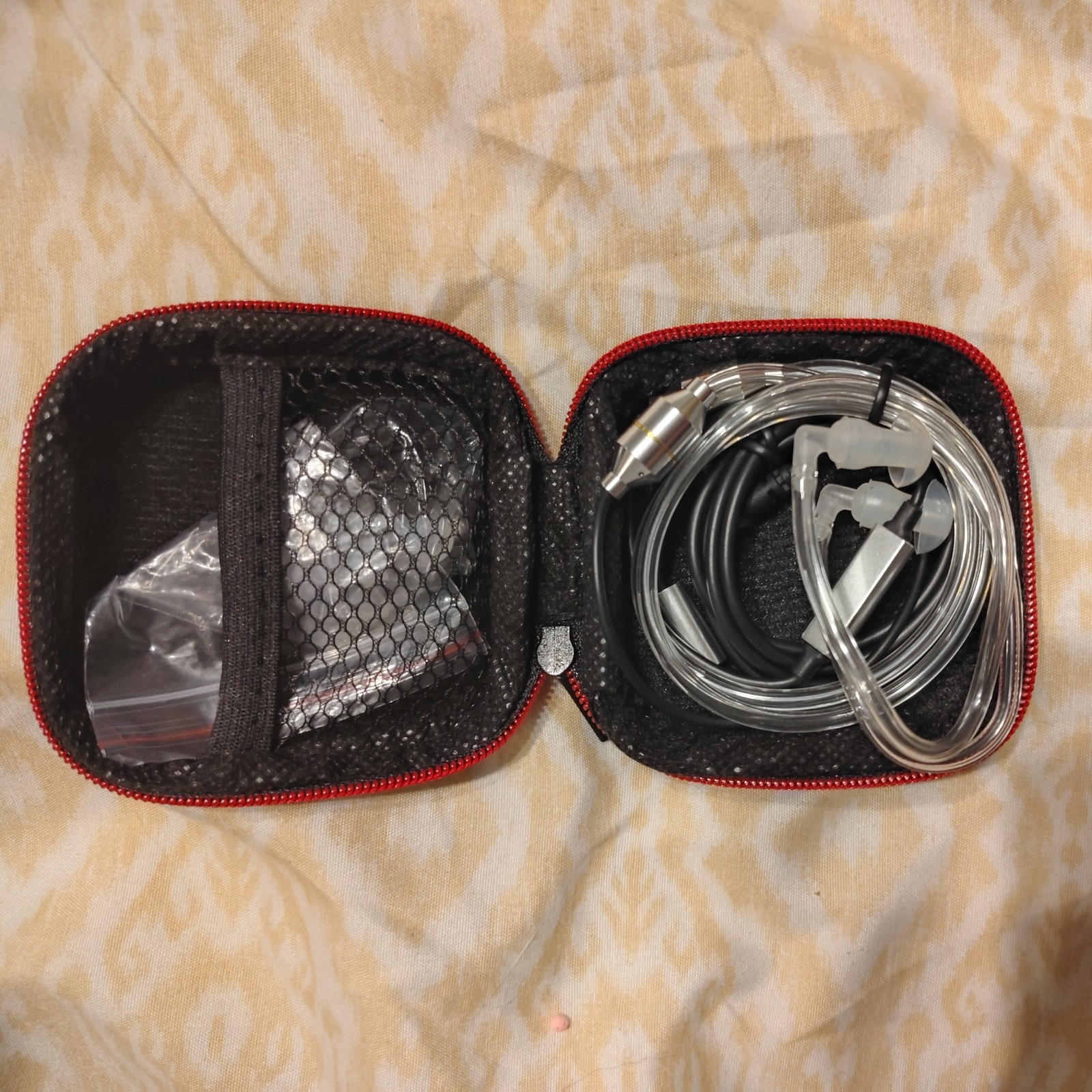 KINDEN Air Tube Headset Binaural with Microphone Deep Bass Noise Transparent