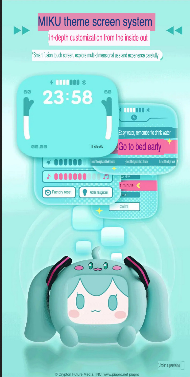 Anime Miku LCD BT Headphones Touch Screen iPhone Android
