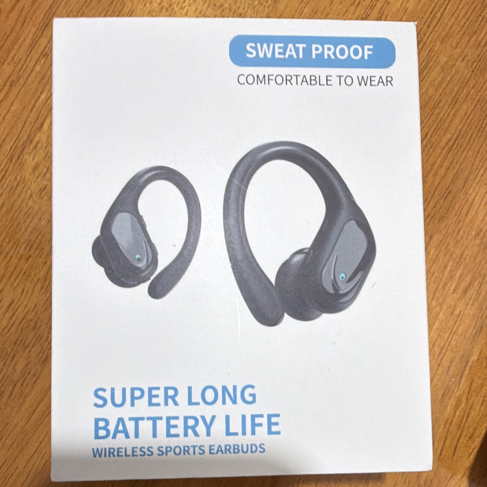 Sweat-Proof Wireless Bluetooth Sports In-Ear Earbuds Ear-Hook Black (Double)