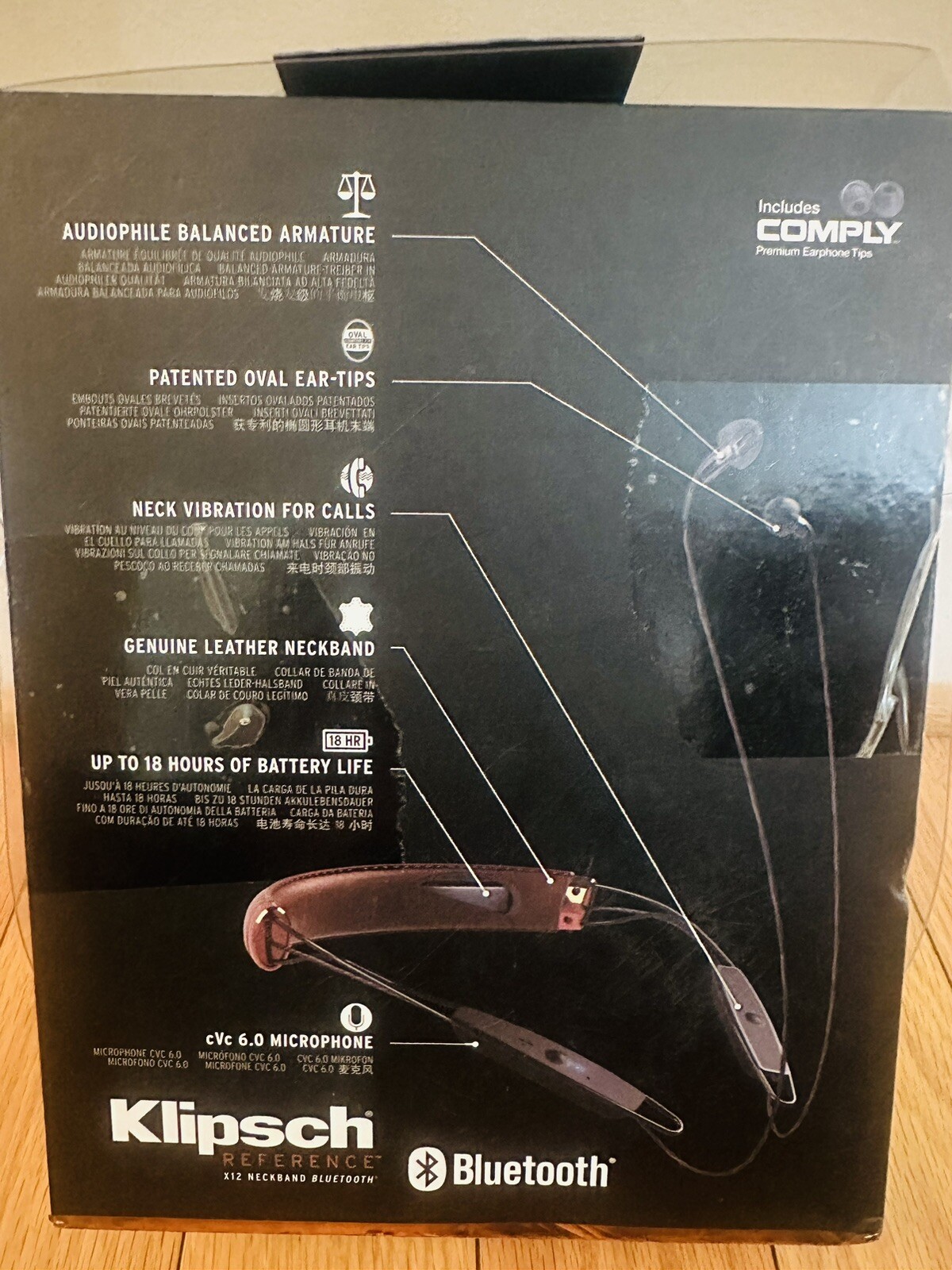 Klipsch R6 Neckband Bluetooth In-Ear Headphones , Black Leather Read”