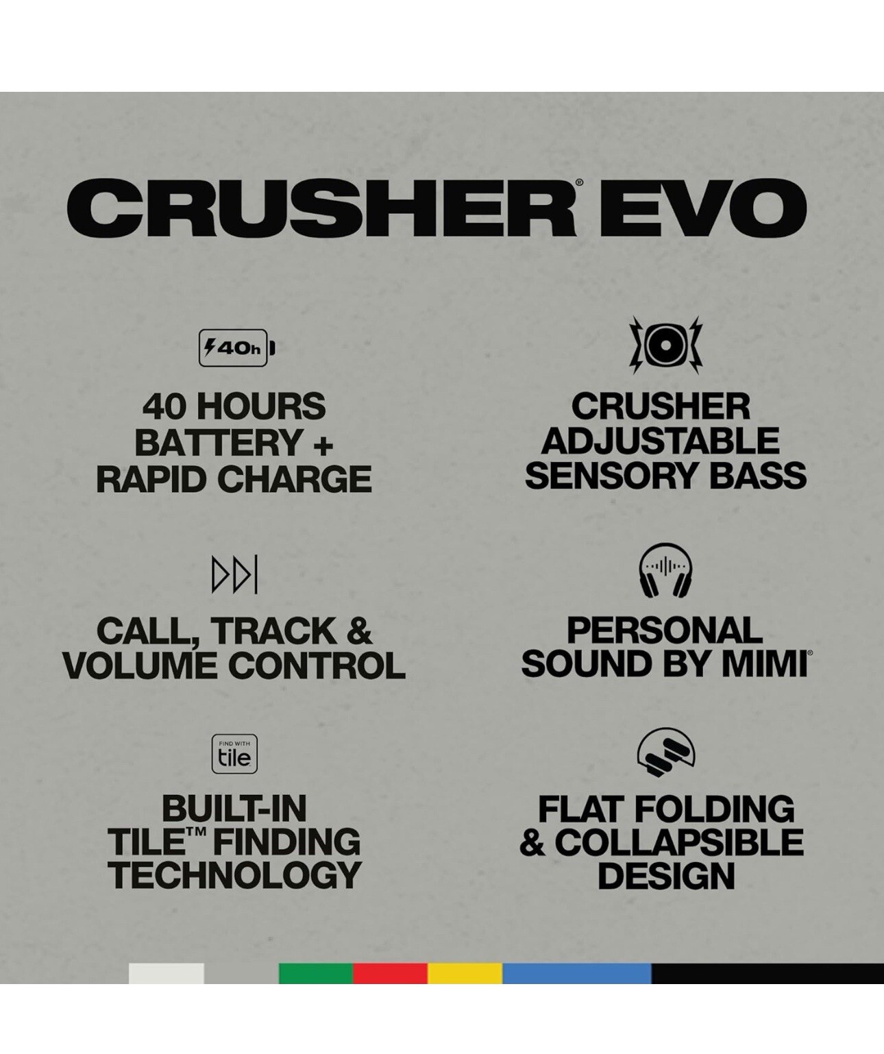 Skullcandy Crusher Evo Wireless Over-Ear Headset – True Black