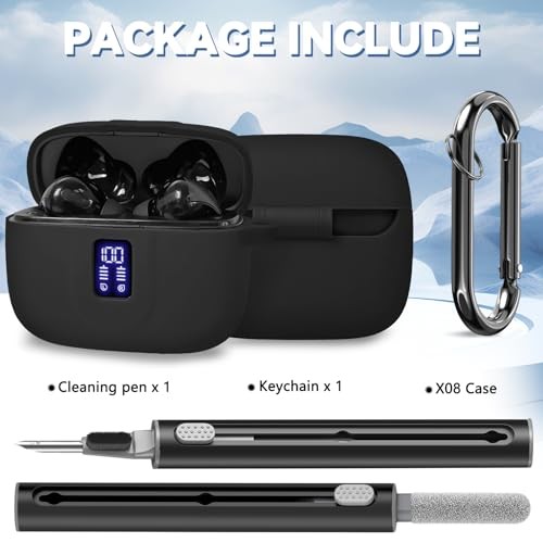 Silicone Case for TAGRY X08 Wireless Earbuds Case, Compatible with T4-Black
