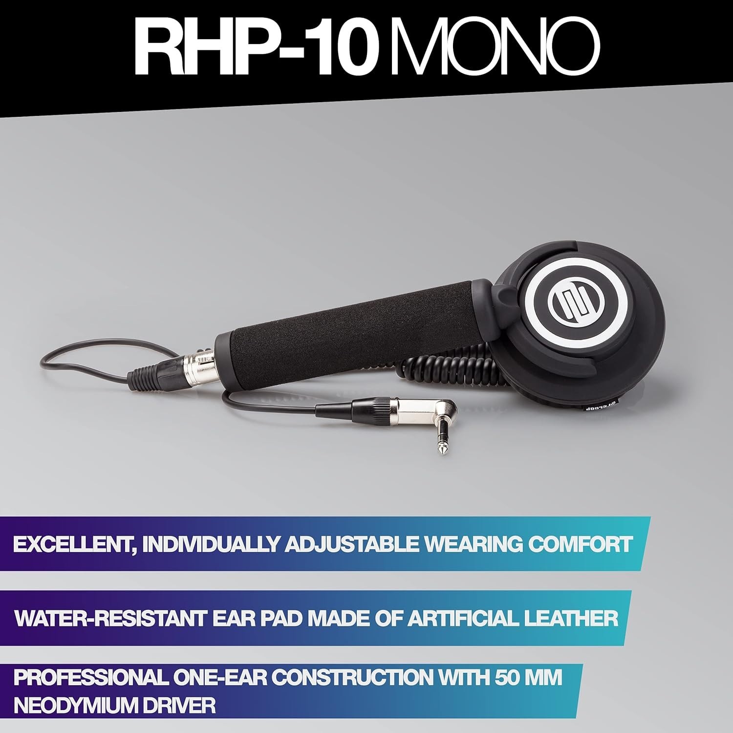 RHP 10 Mono DJ Headphones – Ergonomic One-Ear Design with XLR Connection