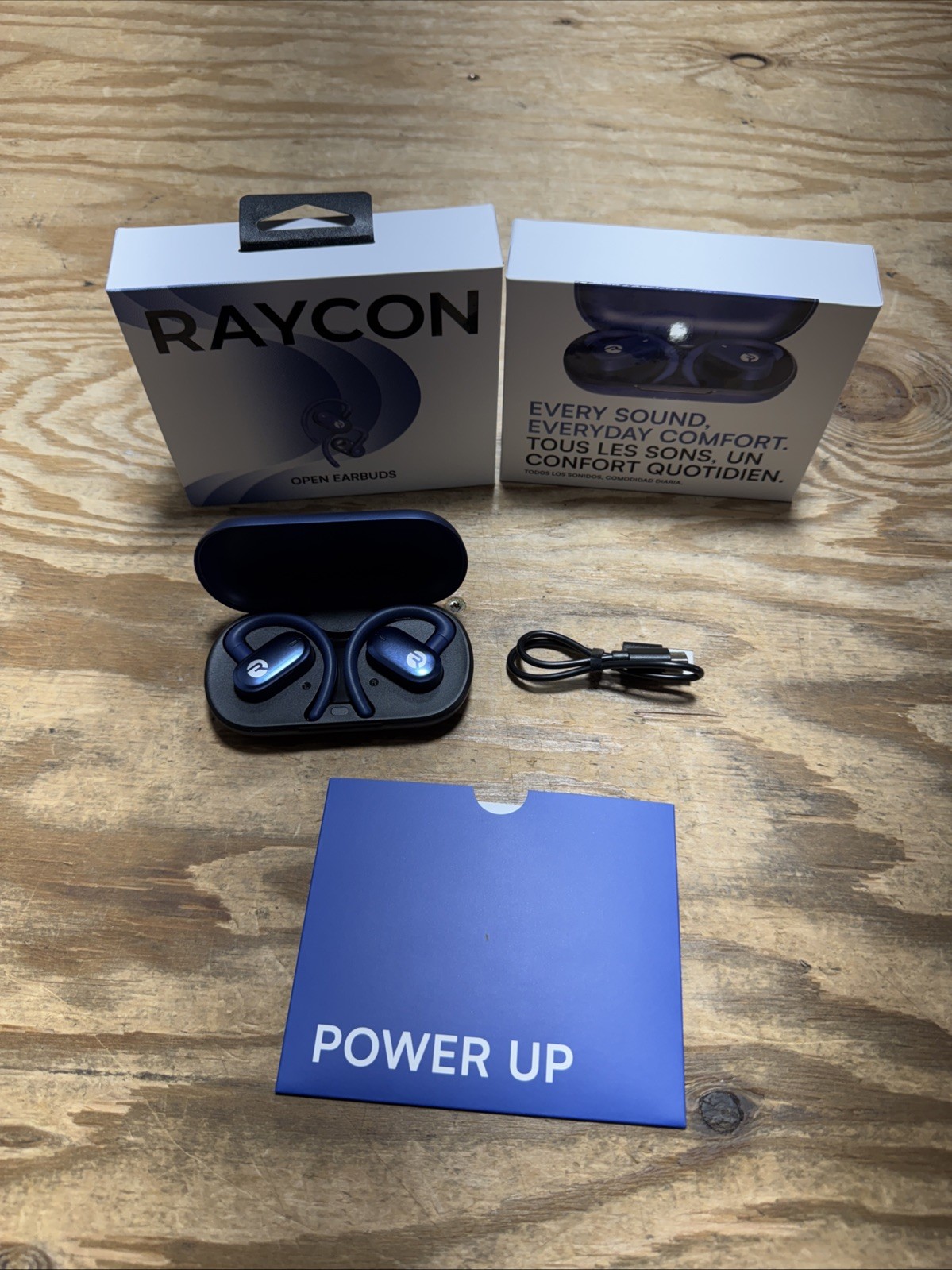 Raycon Open Earbuds True Wireless Open Ear Bluetooth Headphones Hook Design BLUE