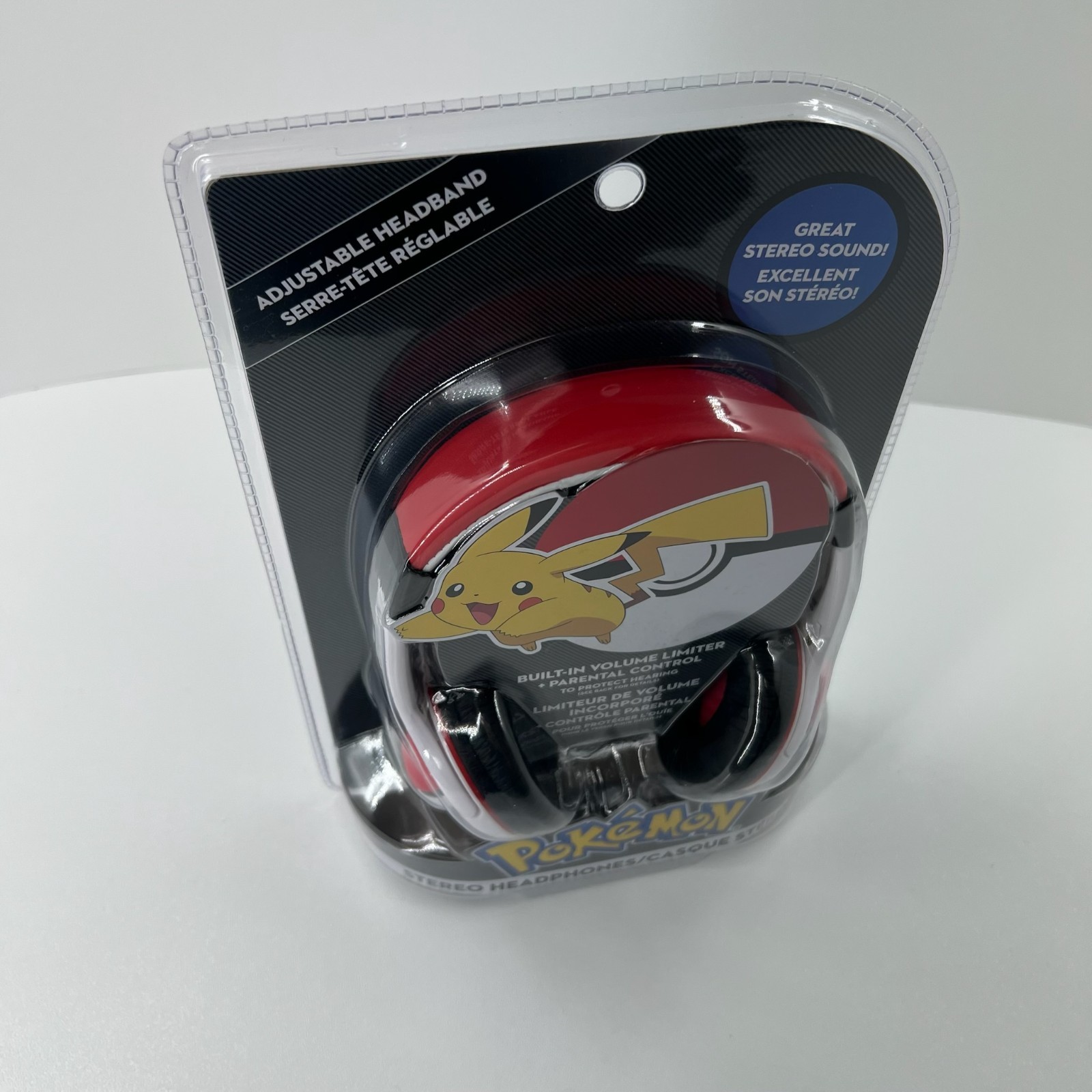 eKids Pokemon Pikachu Wired Over Ear Kids Stereo Headphones Adjustable Red White