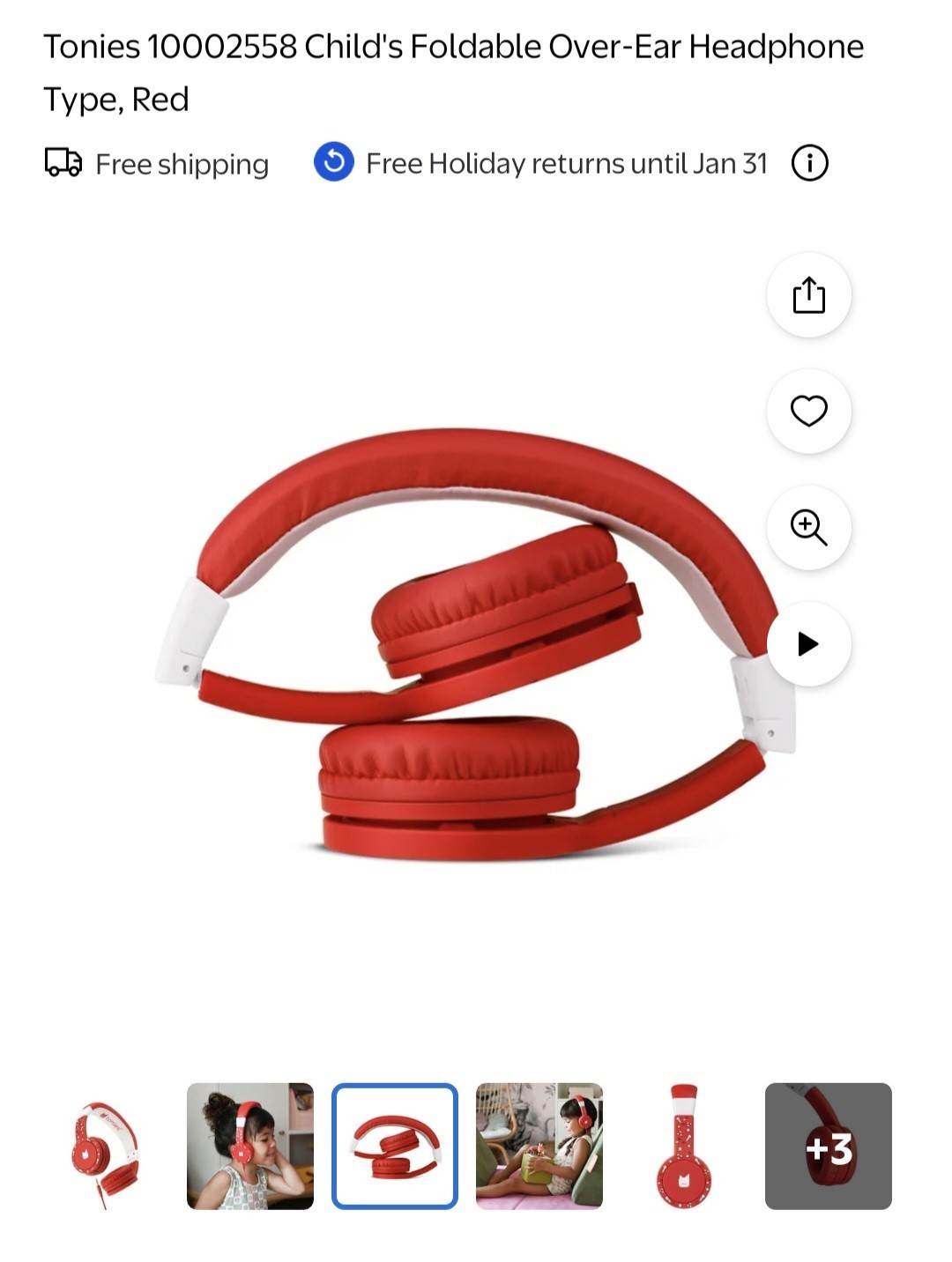 NEW Tonies Red Foldable Headphones Toniebox
