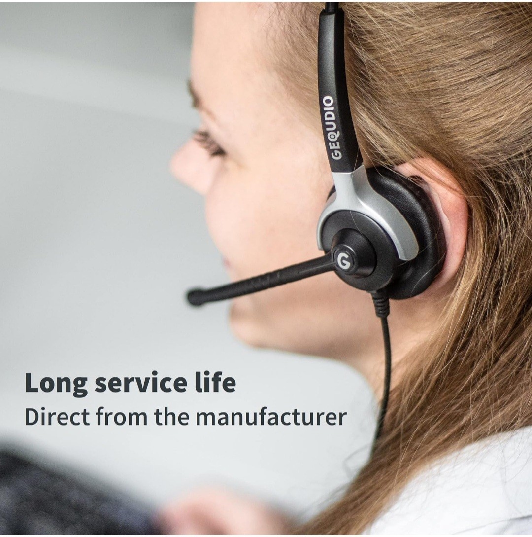 GEQUDIO Headset with 3.5 mm Jack Compatible with FritzFon C6, X6, MacBook, Smart