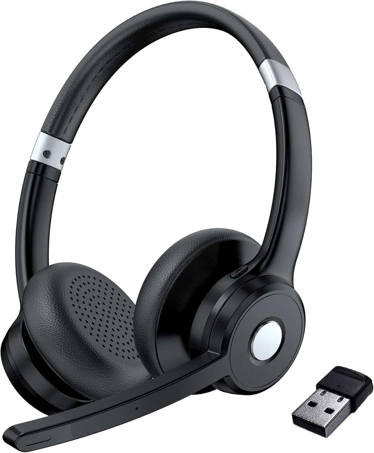 Wireless Bluetooth Headset w/ Mic Noise Cancellation For Phones PC Skype Meeting