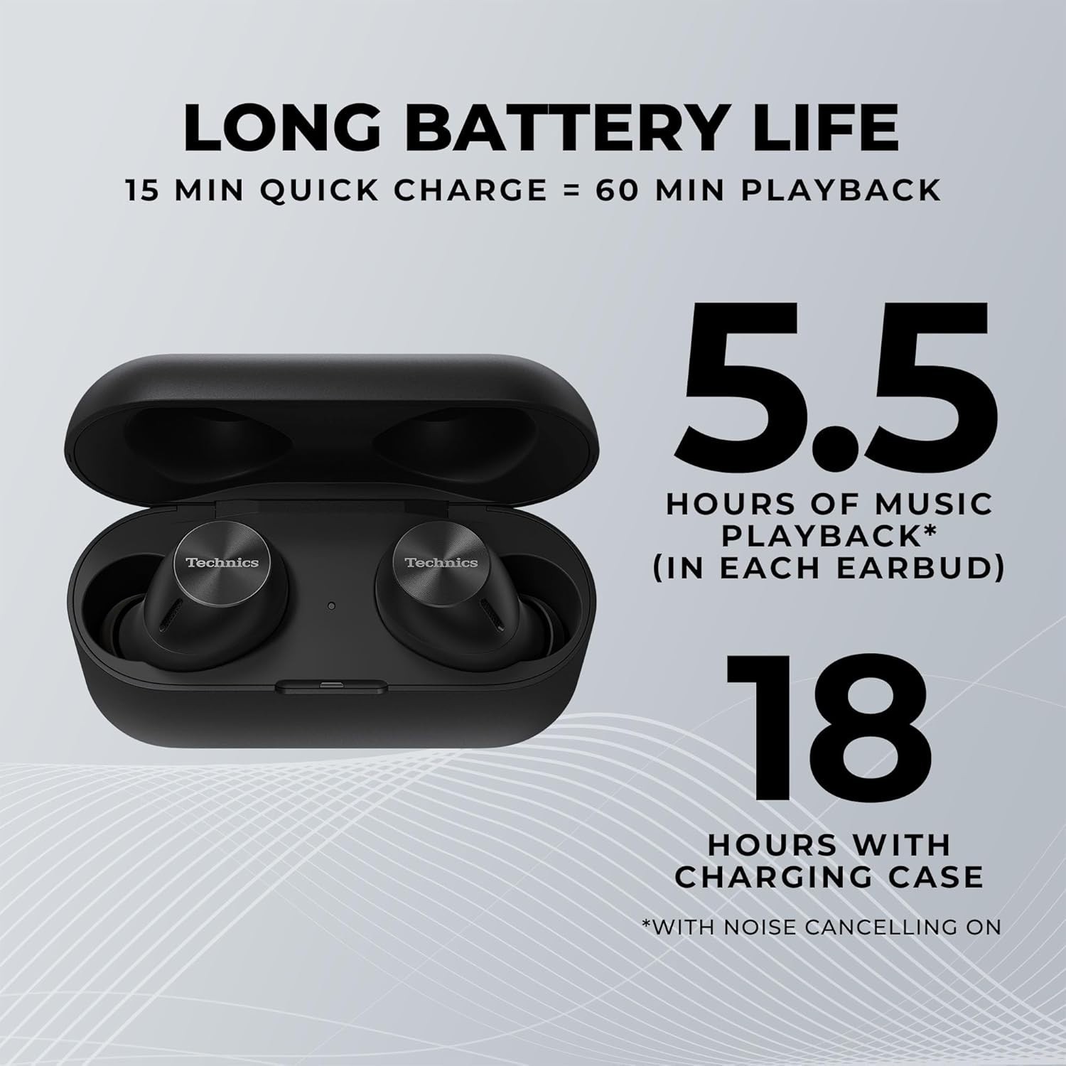 Technics EAH-AZ40M2-K ANC True Wireless Bluetooth Earbuds Multipoint Black