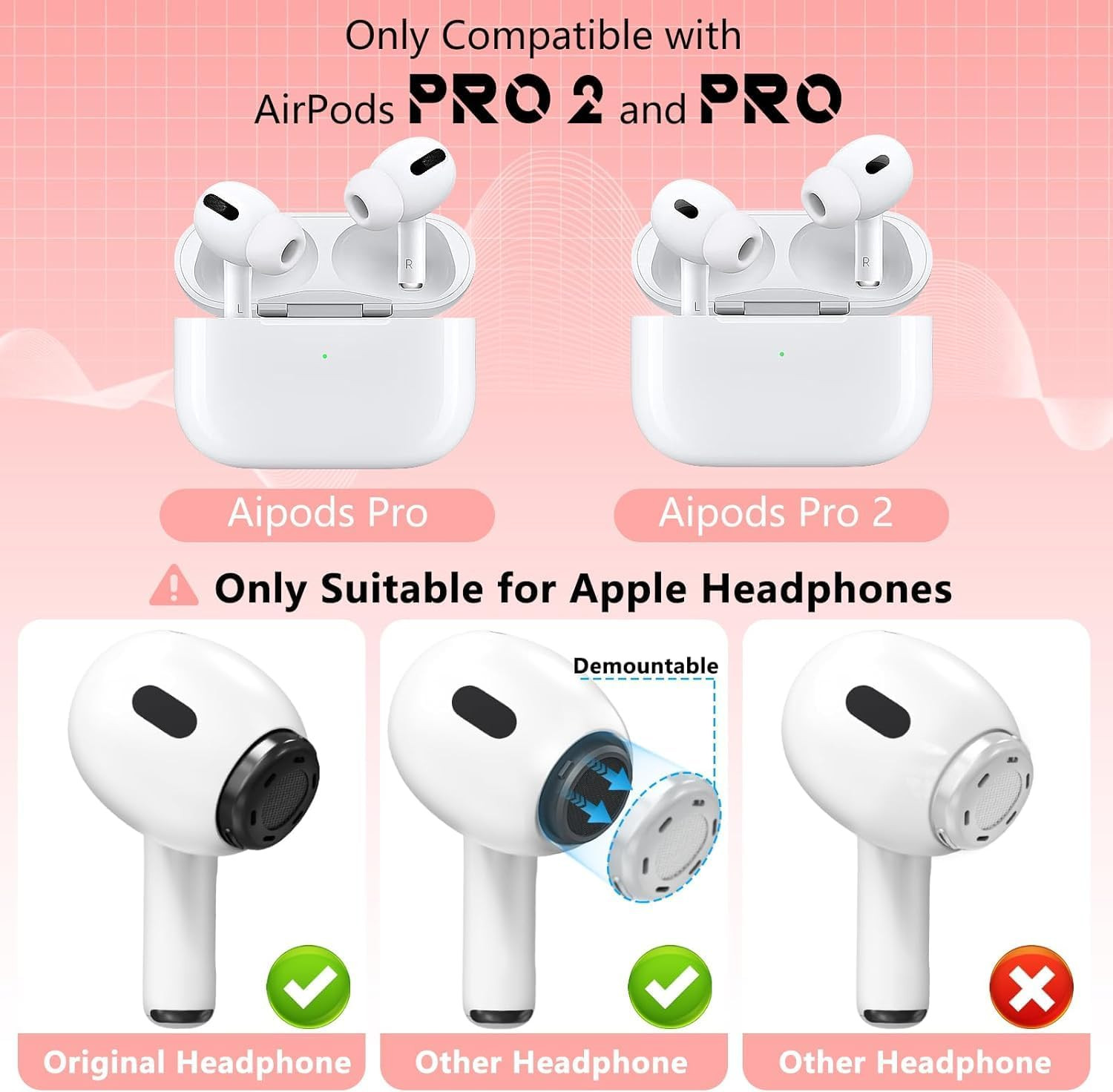 Almohadillas de repuesto para Air Pods Pro de 2.ª y 1.ª generación con caja