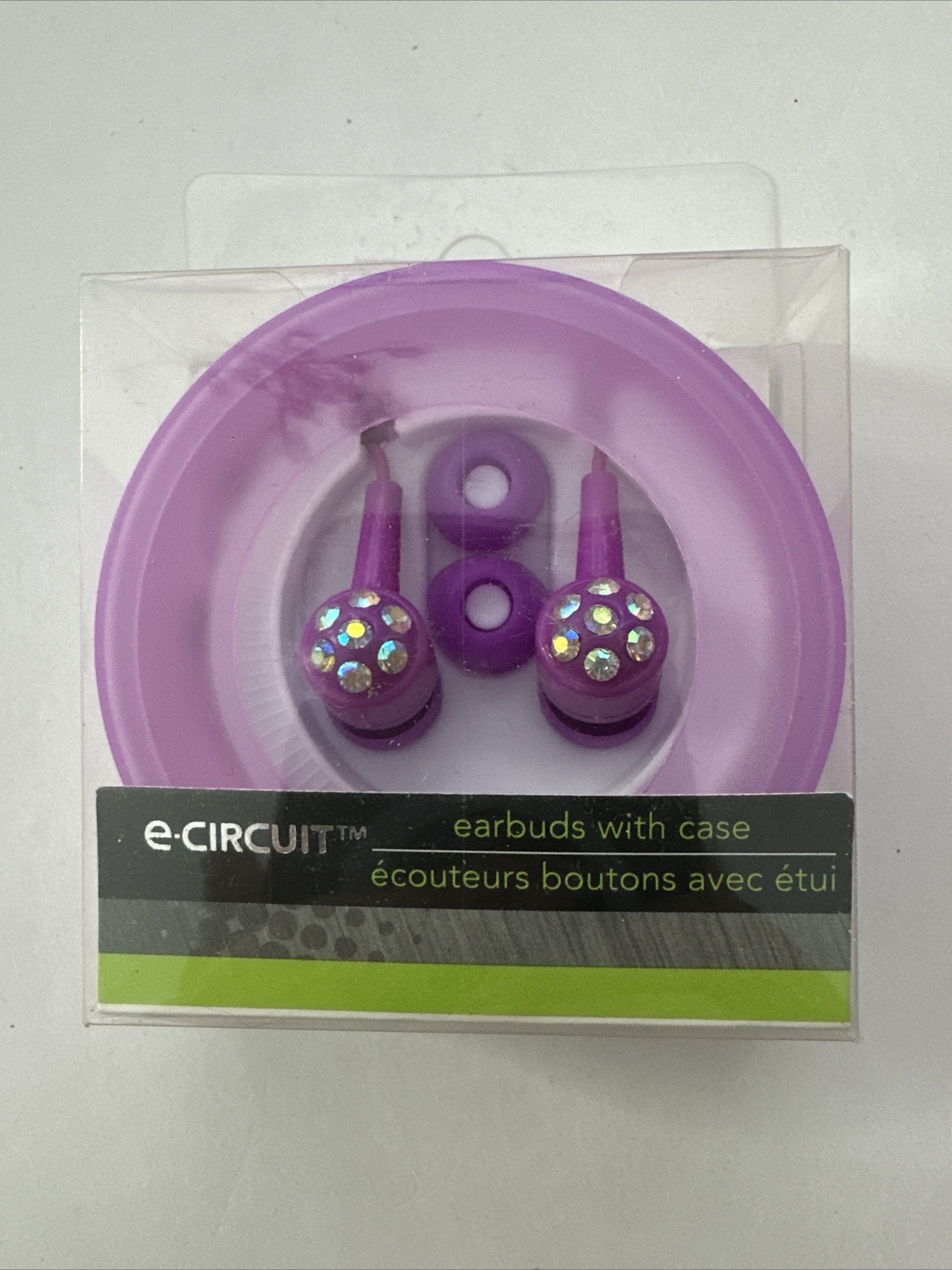 E-Circuit Bling Digital Ear Buds with Case/Extra Buds Purple NIB