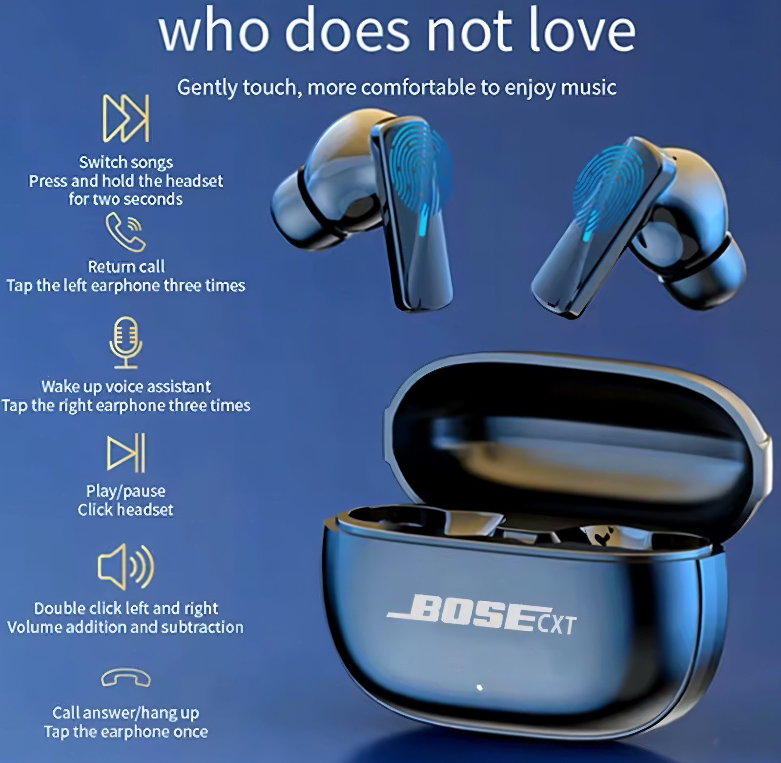 Bose CXT Mate 50 Wireless Bluetooth Headset Touch Control Mic Earbuds Headphones