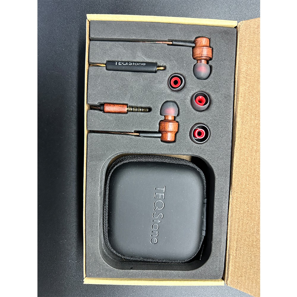 TEQStone General Wire Earbuds Wood Grain iOS, Android, Headphones