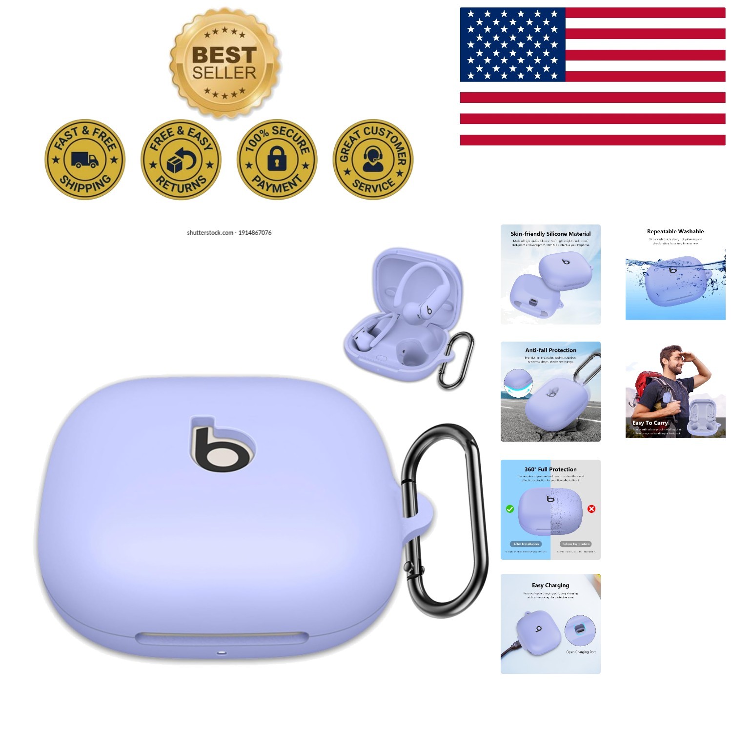 Beats Powerbeats Pro 2 Silicone Case Cover: Functional & Stylish in Light Purple