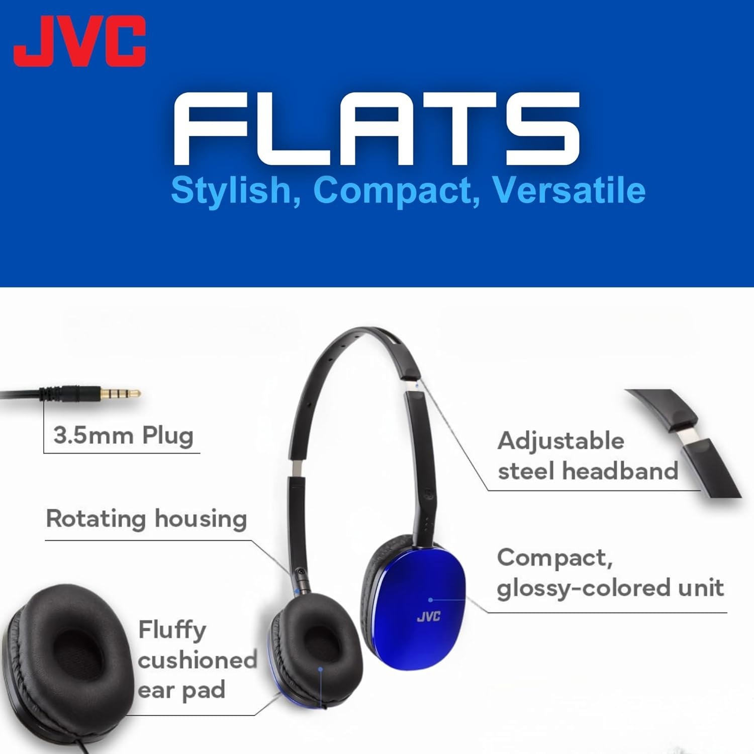Flat Foldable Wired Headphones – 30mm Driver for Stunning Sound