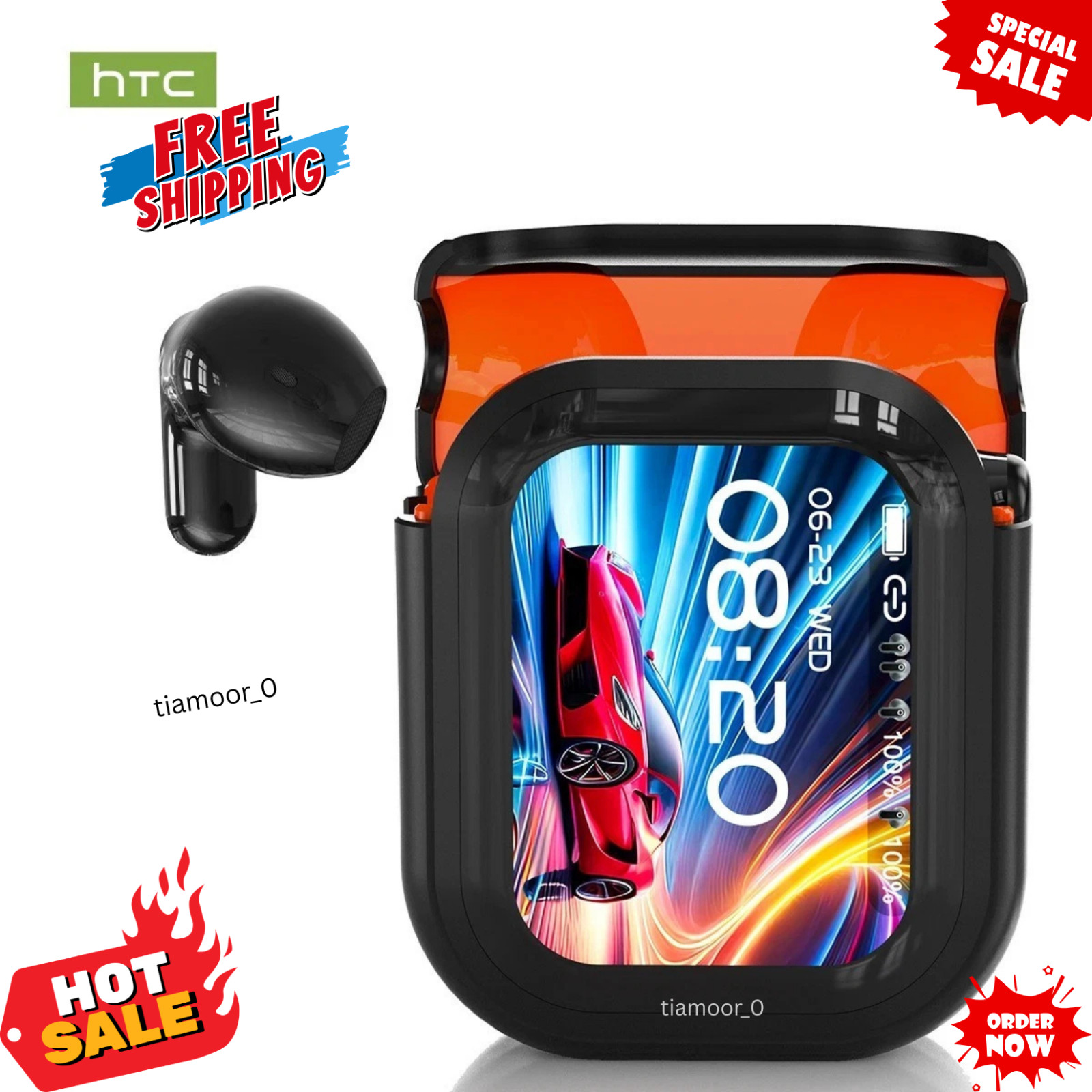 HTC NE20 Bluetooth 6.0 Earphones AI Translator Wireless Earbuds LCD Touch New Sp