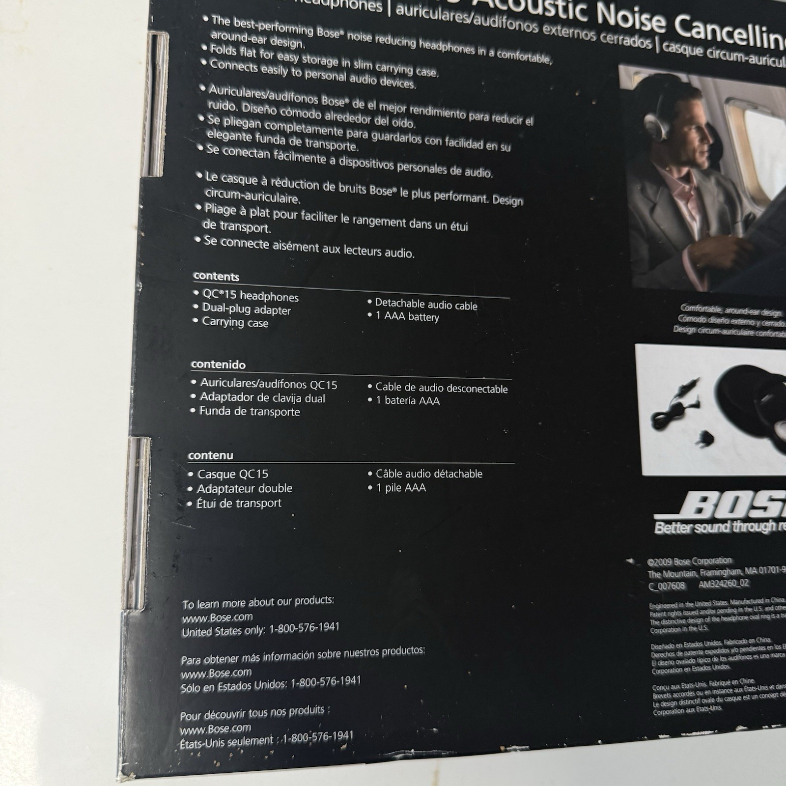 Bose QuietComfort 15 Headphones – Silver/Black with case Noise Canceling