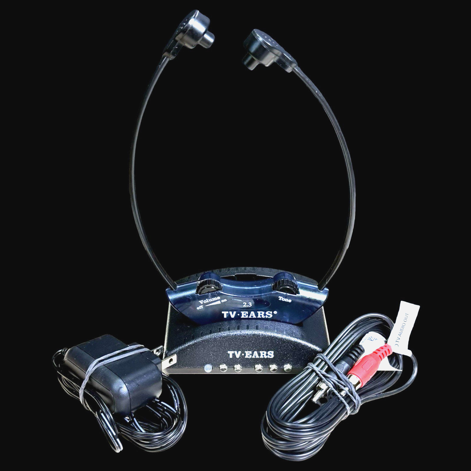 TV Ears 2.3MHz Headphones w/ Charging Base Unit for Headphone System