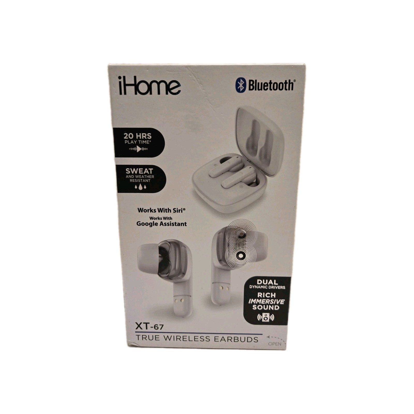 iHome Xt-67 Bluetooth Wireless Earbuds White New In Box