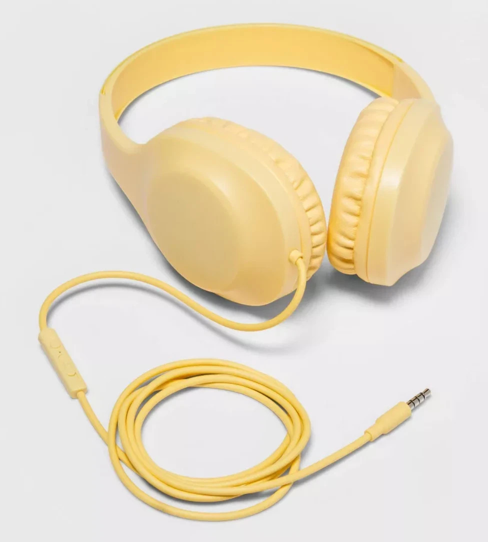 Heyday Wired On-Ear Headphones with Microphone, 3.5mm Jack – Mist Yellow – New