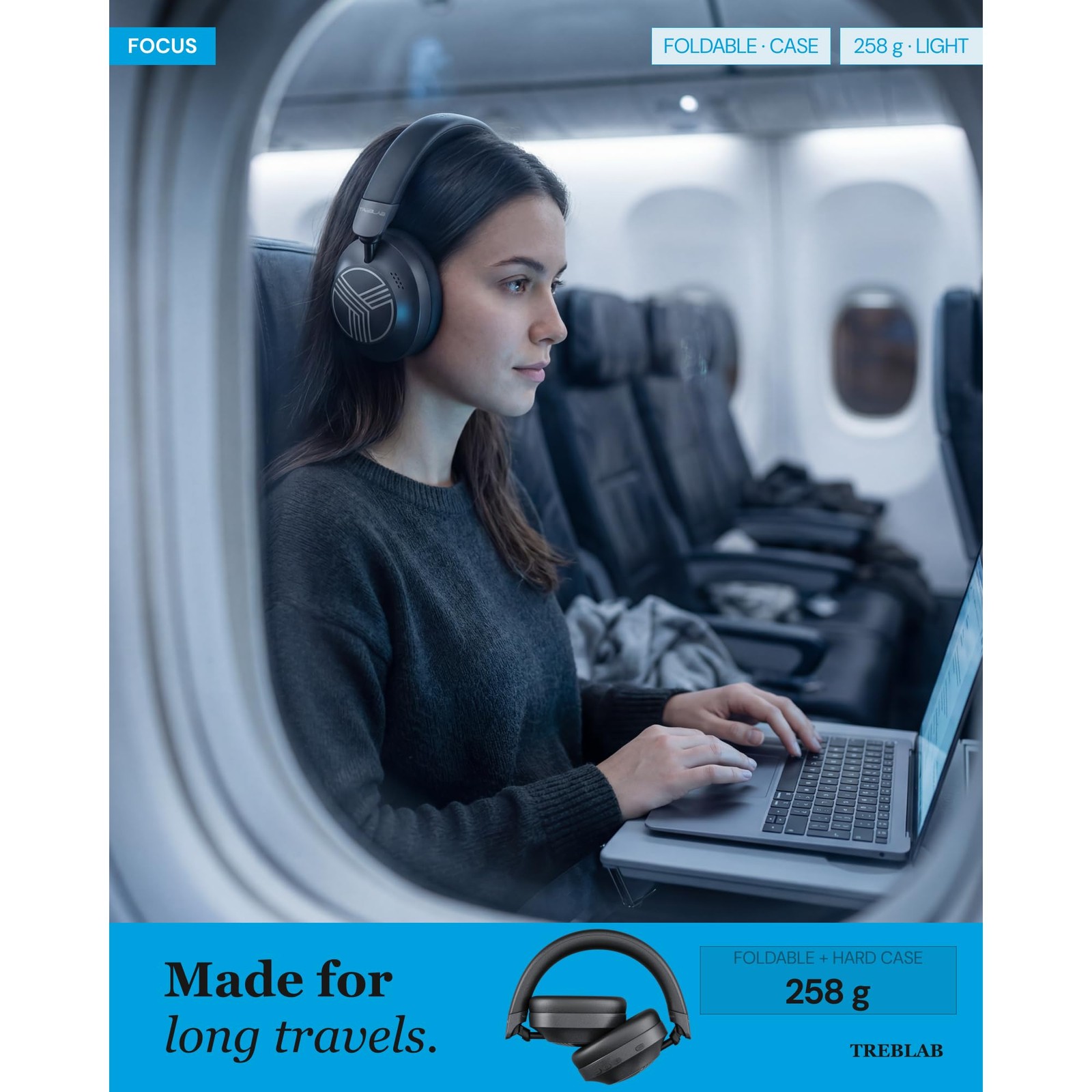 TREBLAB Z7 PRO – Memory Foam Ear Cups, Foldable, 45H Play, Fast Charging